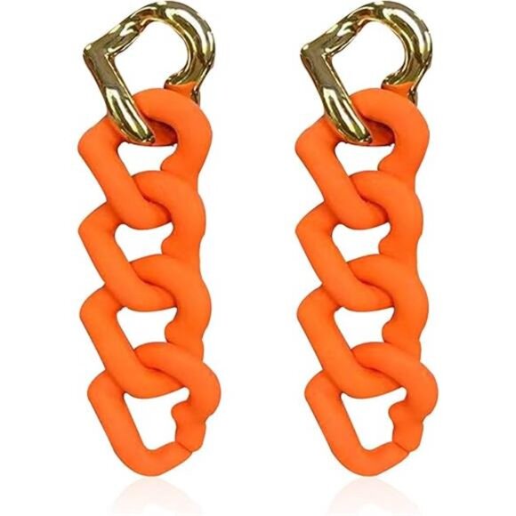 Chunky Chain Link Earrings | Pastel Candy Resin Drop Statement Earrings - Picture 6 of 6